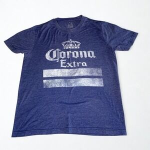 Corona Extra Beer‎ T-Shirt Mens M Navy Blue Graphic Logo Short Sleeve Tee